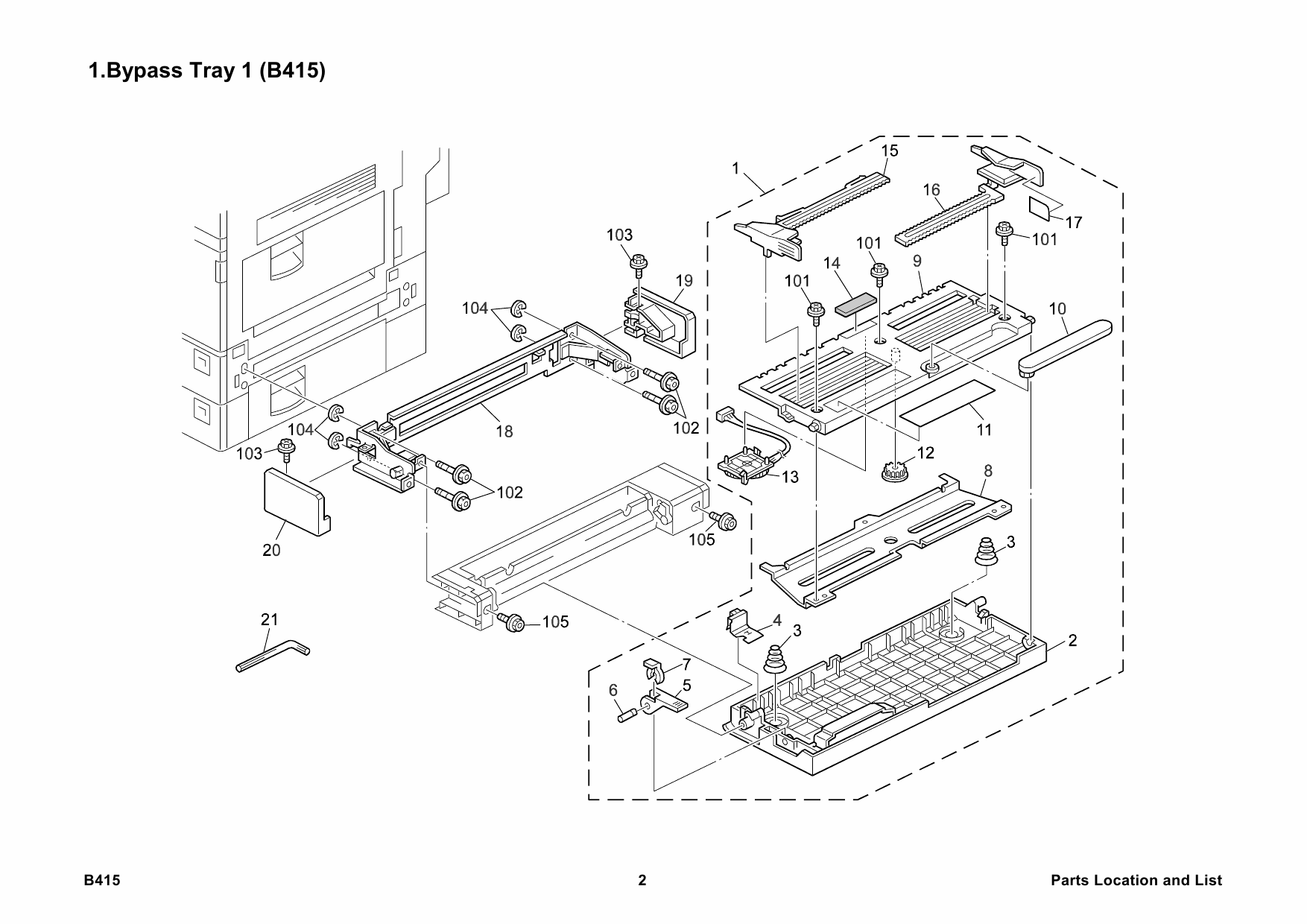 RICOH Options B415 BYPASS-TRAY Parts Catalog PDF download-2